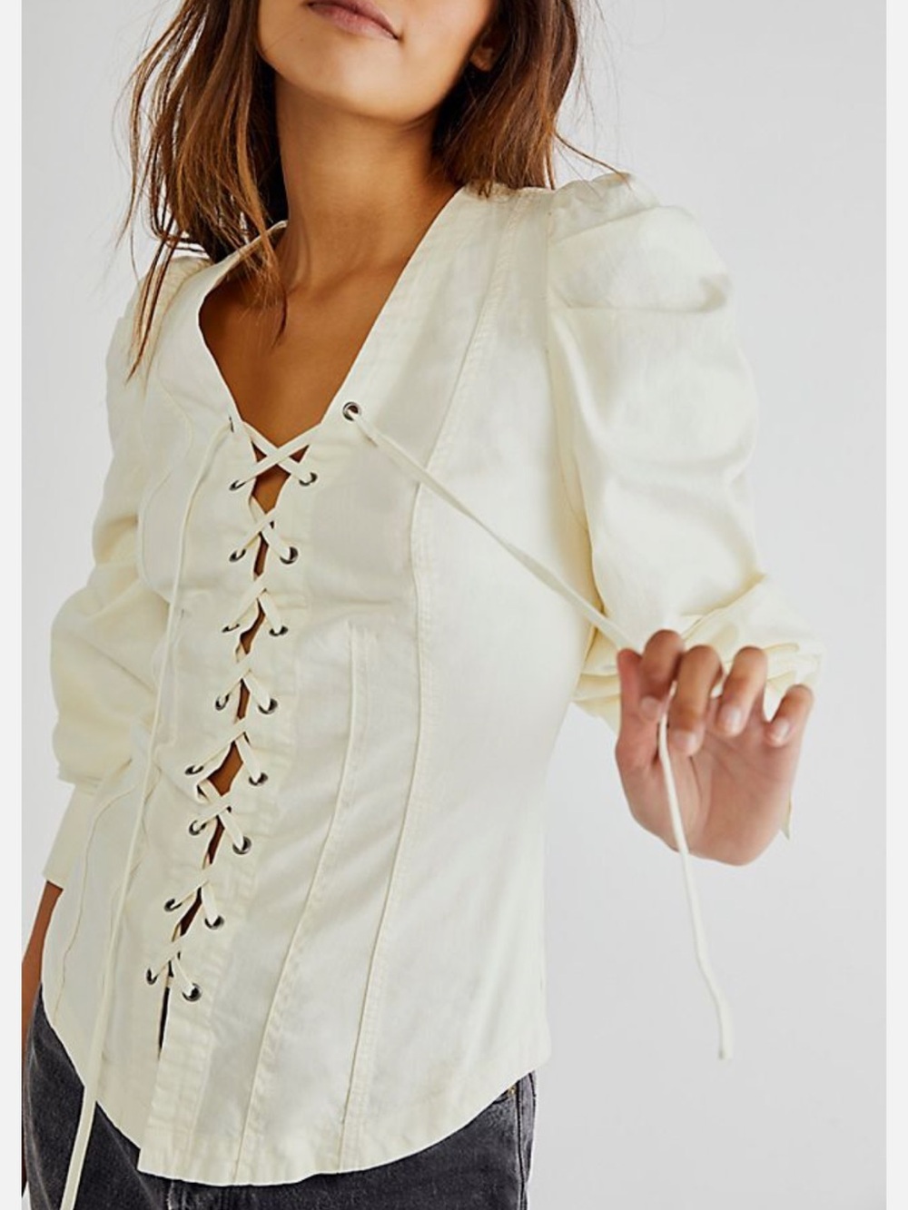 Free people laced up corset 100% cotton top Sz M